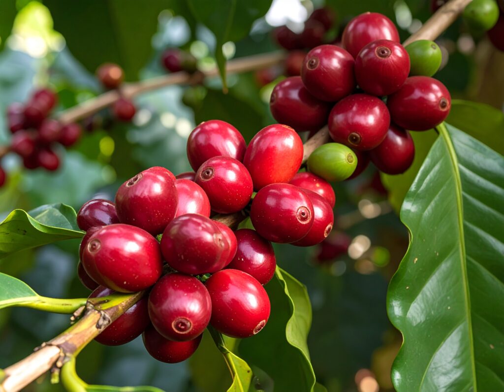 czerwone ziarna kawy